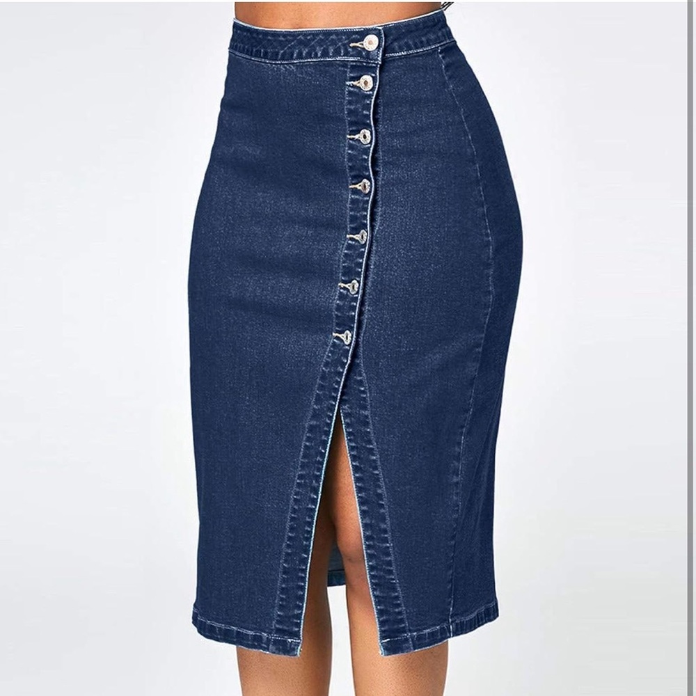 Stylish Blue Denim Pencil Skirt